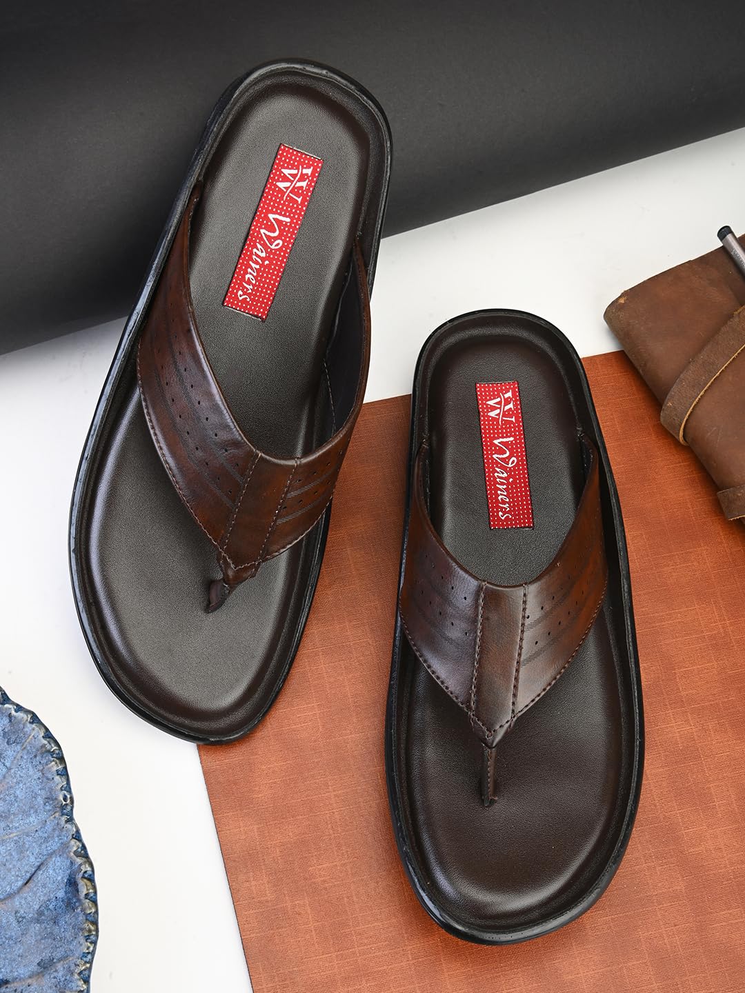Flex Stride | Trendy Men's Leather Slippers | Sandal | Durable | Causal Wear | 3 Color option Slippers