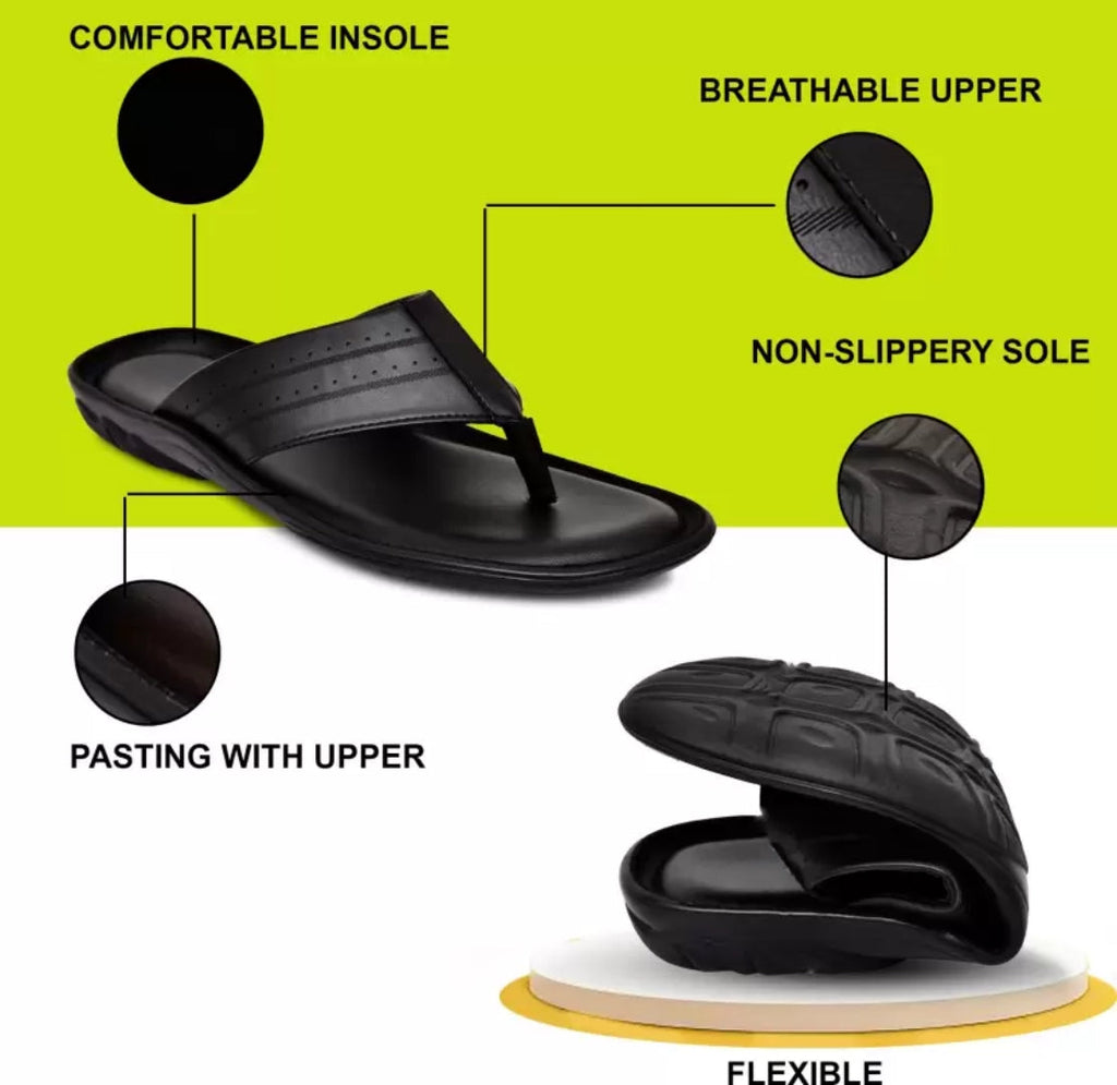 Zuuvo Men Flex Stride | Trendy Leather Slippers | Durable | Causal Wear | Sandal