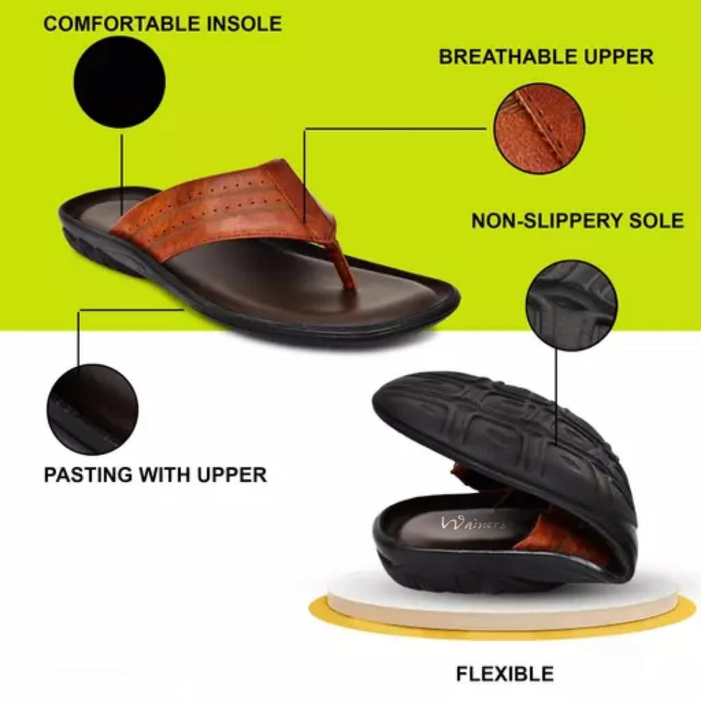 Zuuvo Men Flex Stride | Trendy Leather Slippers | Durable | Causal Wear | Sandal
