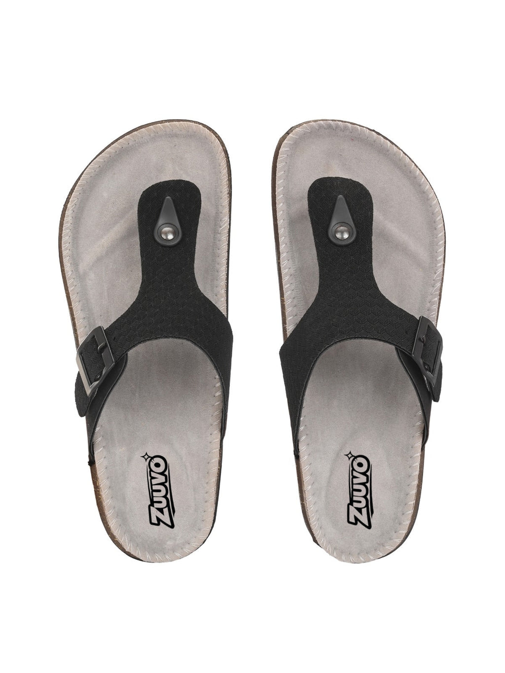 Zuuvo Men Y-Cork Fusion Leather Slipper's | Daily Casual Wear | Cork Sole Sandals for Men Flats Sandal