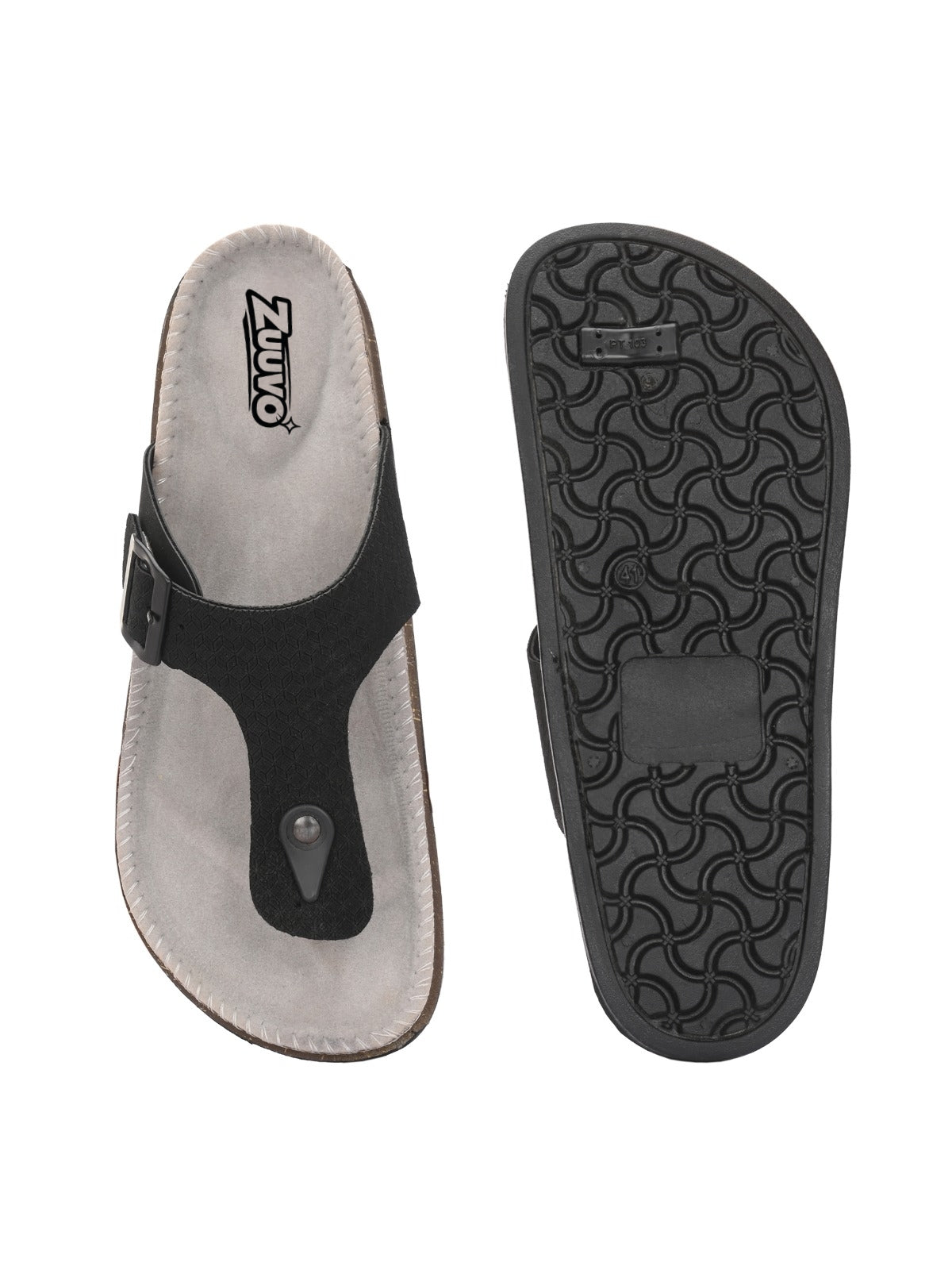 Zuuvo Men Y-Cork Fusion Leather Slipper's | Daily Casual Wear | Cork Sole Sandals for Men Flats Sandal