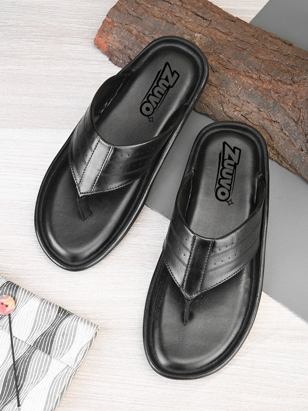 Zuuvo Men Flex Stride | Trendy Leather Slippers | Durable | Causal Wear | Sandal