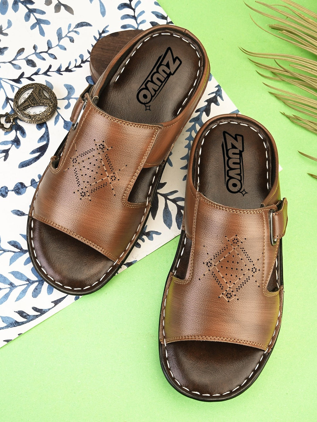 Zuuvo Men Breeze Glide Leather Slipper's | Daily Casual Wear | Sandal