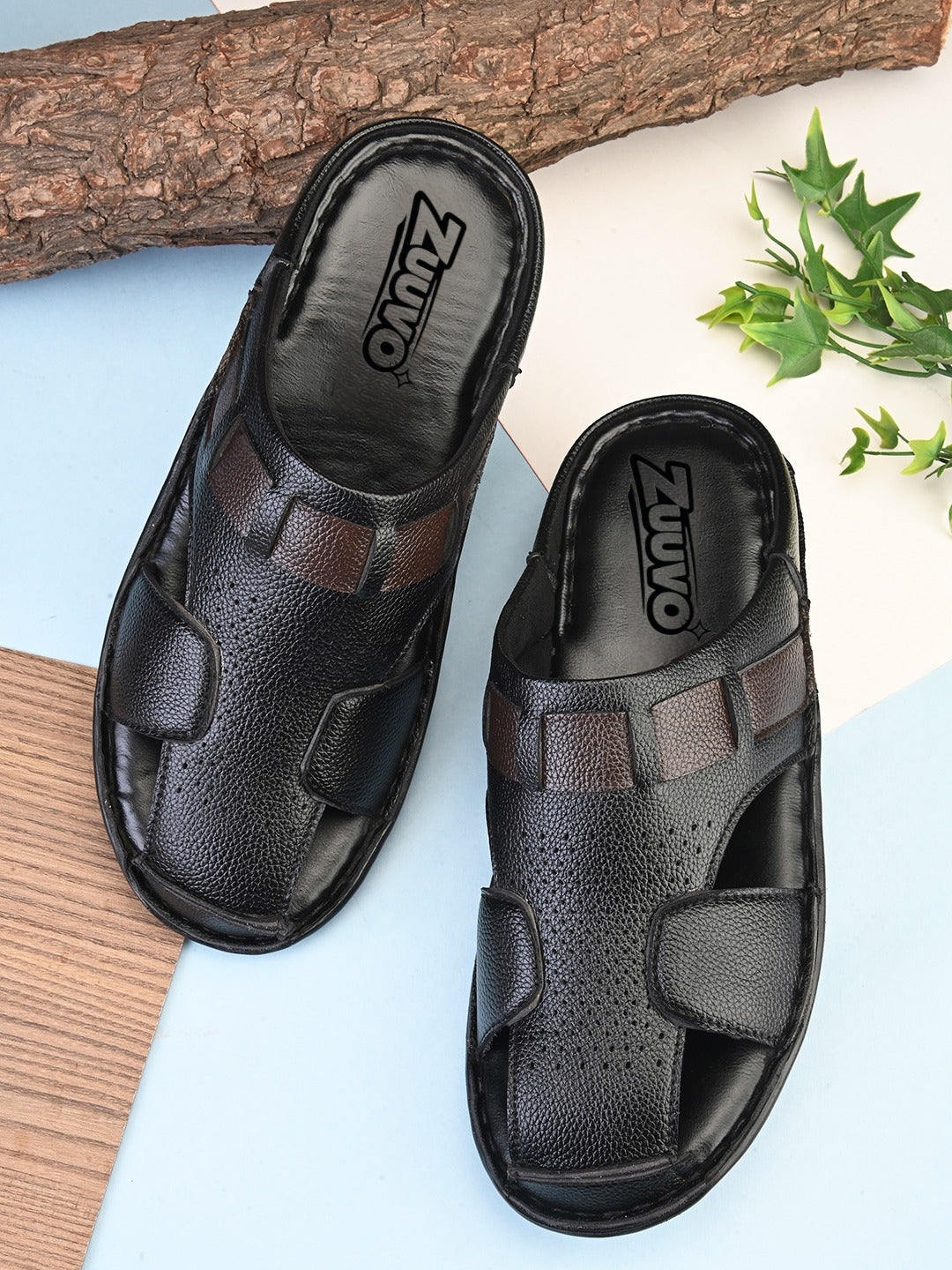 Zuuvo Step Leather Casual Clog Slipper Sandals for Men's | Breathable Mesh Sandal with Soft Sole | Casual Look for Men's | 2 Color option
