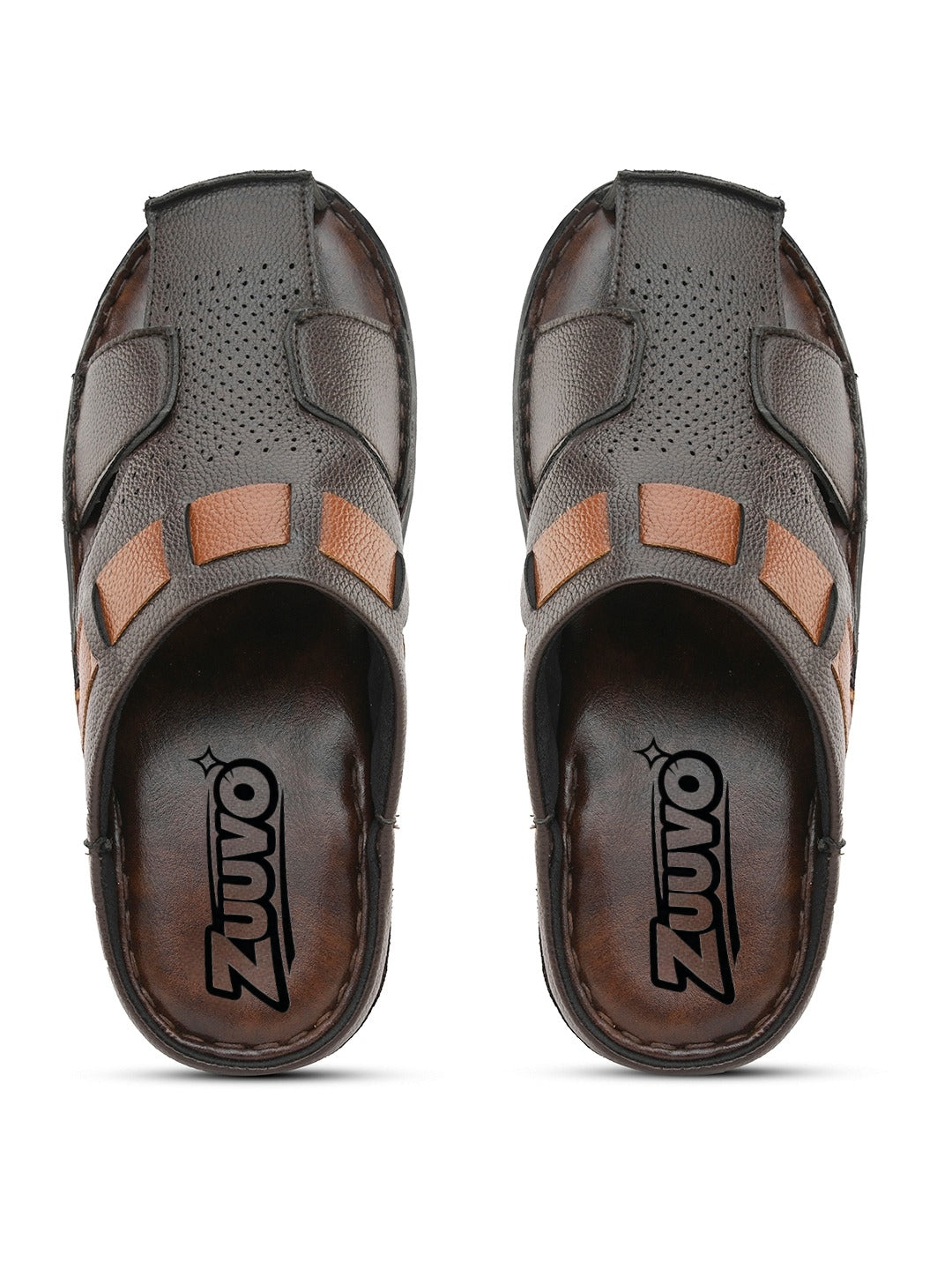 Zuuvo Step Leather Casual Clog Slipper Sandals for Men's | Breathable Mesh Sandal with Soft Sole | Casual Look for Men's | 2 Color option
