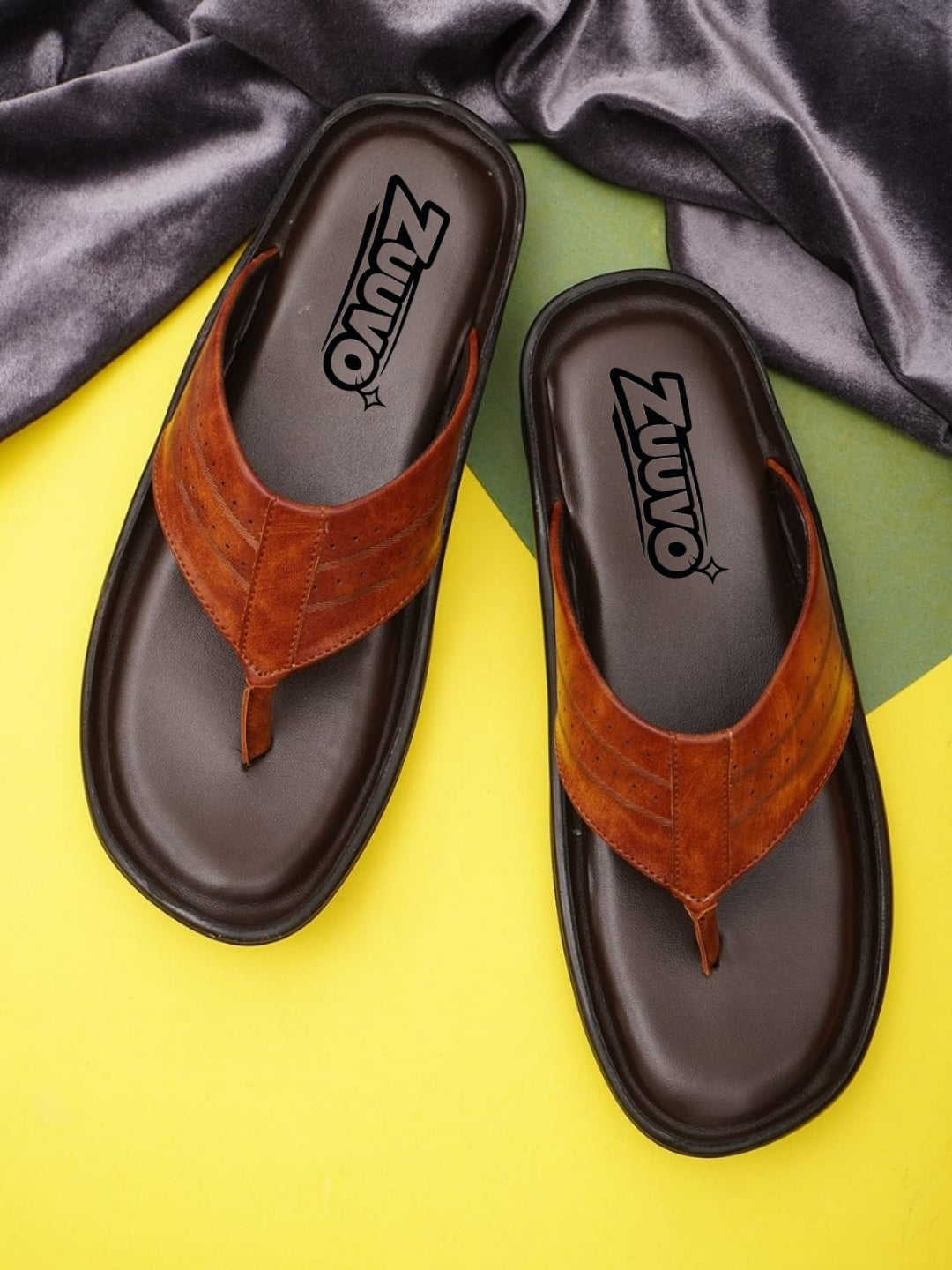 Zuuvo Men Flex Stride | Trendy Leather Slippers | Durable | Causal Wear | Sandal