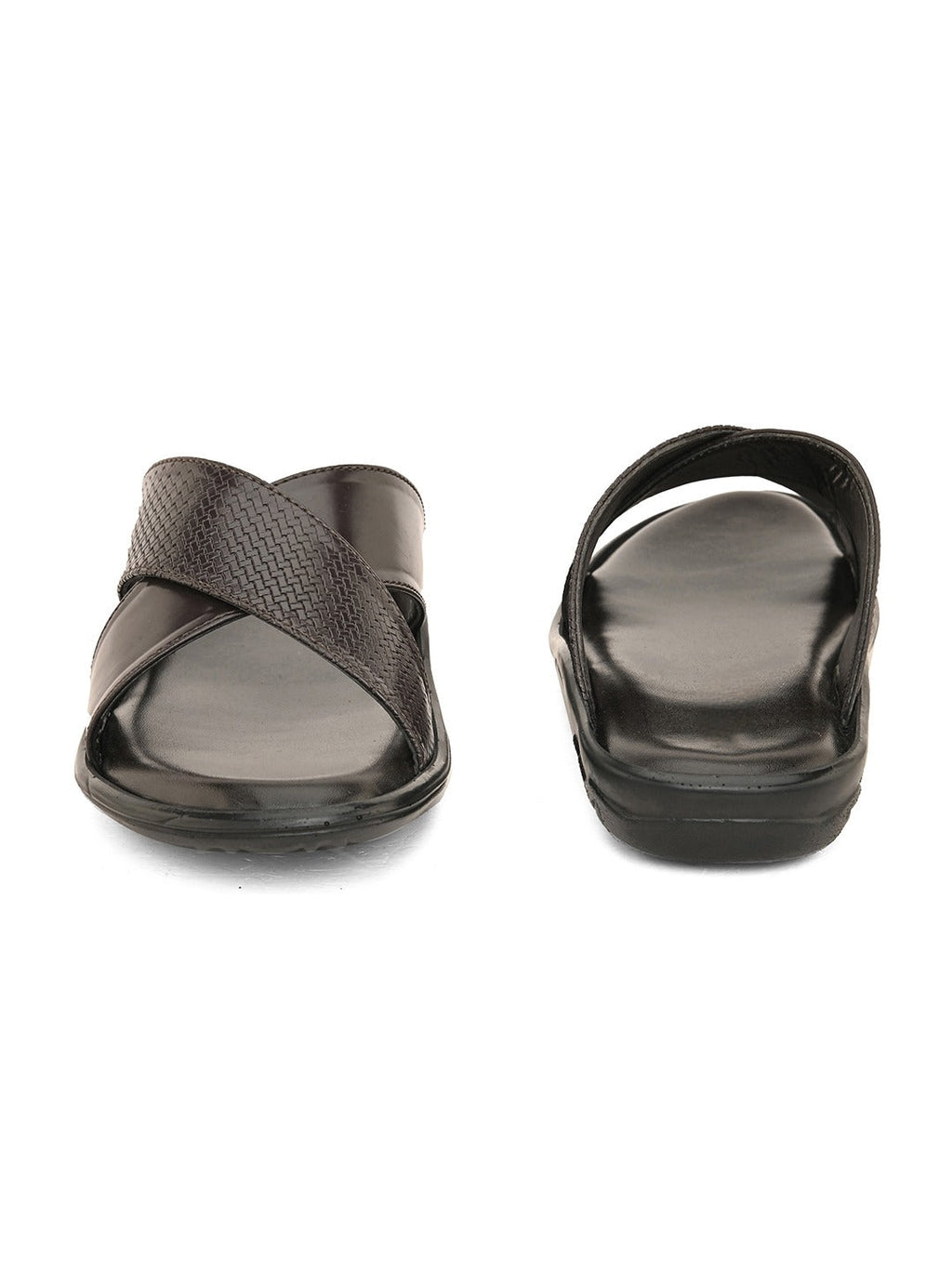Men Strider Luxe Leather Slippers Daily Casual Wear Cross Straps Airmix Sole Sandals Casual Sandal